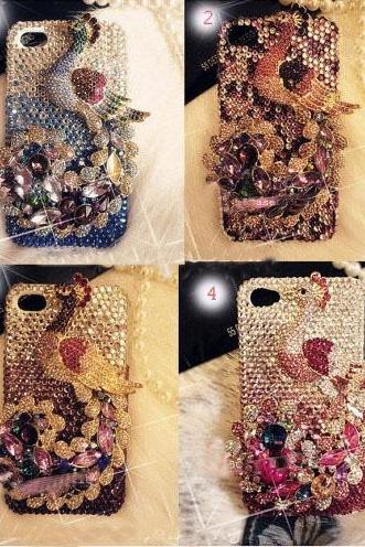 6s plus 6c Sparkly luxury Peacock diamond Hard Back Mobile phone Case Cover bling handmade crystal Case Cover for iPhone 4 4s 5 7 5s 6 6 plus Samsung galaxy s7 s4 s5 s6 note8.0 4