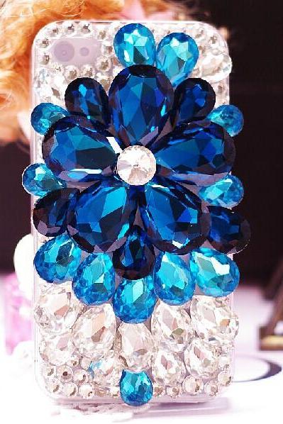 6s plus 6c Shiny Blue diamond Hard Back Mobile phone Case Cover bling handmade crystal Case Cover for iPhone 4 4s 5 7 5s 6 6 plus Samsung galaxy s7 s4 s5 s6 note5 4