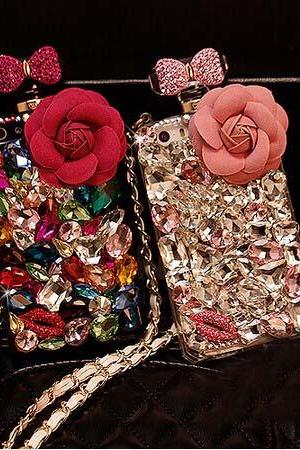 6s plus 6c Muticolored rhinestone Hard Back bow floral Mobile phone Case Cover bling handmade crystal Case Cover for iPhone 4 4s 5 7plus 5s 6 6 plus Samsung galaxy s7 s4 s5 s6 note10 4