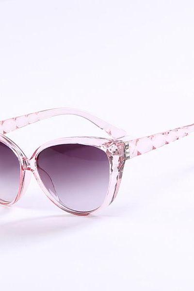 Cat eye wave frame sun protector transparent pink sunglasses