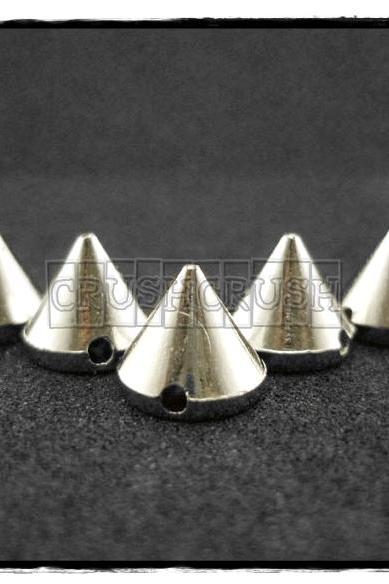 100pcs 6mm Silver Acrylic Cone Spikes Beads Charms Pendants Decoration X86