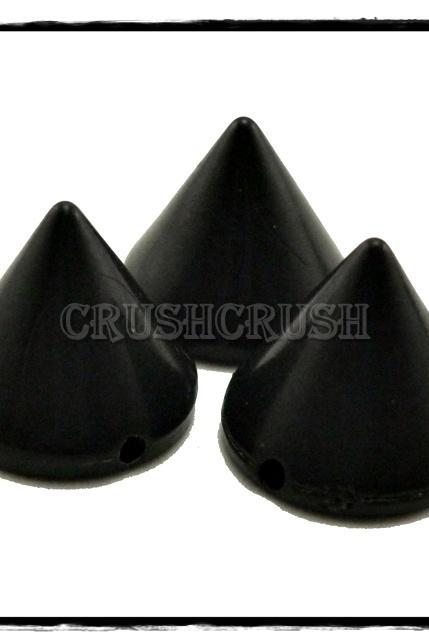  50pcs 8mm Black Acrylic Cone Spikes Beads Charms Pendants Decoration -X74