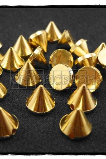 50pcs 8mm Acrylic Cone Spikes Beads Charms Pendants Decoration Gold-X52