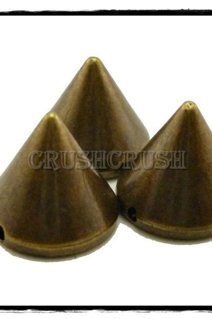  50pcs 8mm Antique Brass Acrylic Cone Spikes Beads Charms Pendants Decoration -X74