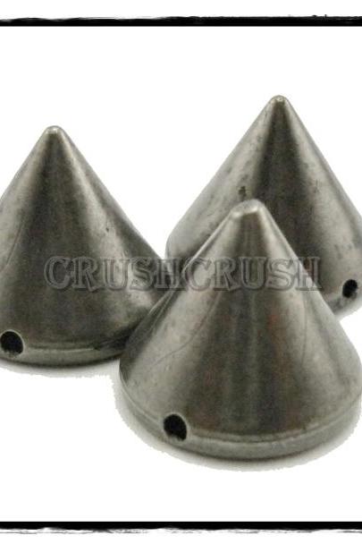  50pcs 10mm Antique Silver Acrylic Cone Spikes Beads Charms Pendants Decoration -X73