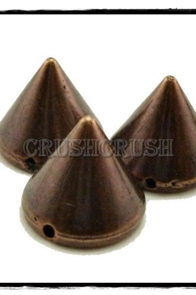  50pcs 10mm Antique Copper Acrylic Cone Spikes Beads Charms Pendants Decoration -X73