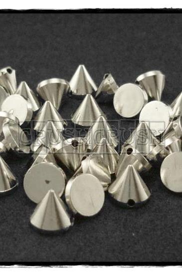  50pcs 12mm Silver Acrylic Cone Spikes Beads Charms Pendants Decoration X65