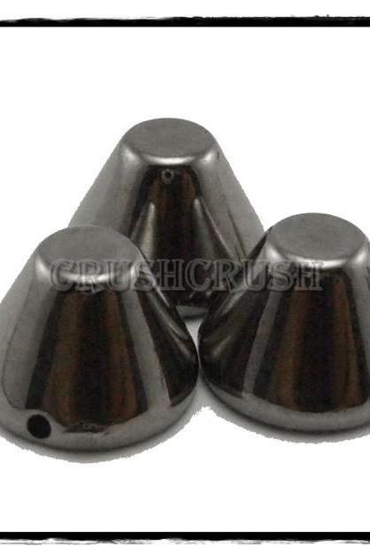  50pcs Acrylic Gunmetal Cap Cone Spikes Beads Charms Pendants Sew On Decoration X76