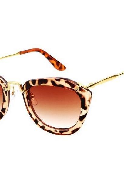 Fashion retro cat eye summer leopard accessory sunglasses