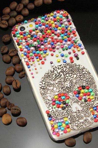 6c 6s Plus Skull Colorful Rhinestone Hard Back Mobile Phone Case Cover Bling Handmade Crystal Case Cover For Iphone 4 4s 5 7 5s 6 6 Plus Samsung