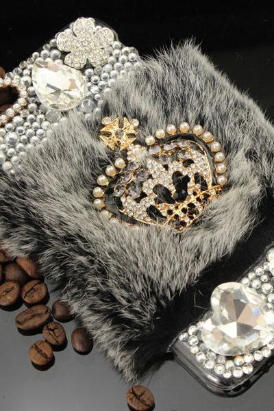 Note5 6c 6s Plus Crown Fur Rhinestone Hard Back Mobile Phone Case Cover Bling Handmade Crystal Case Cover For Iphone 4 4s 5 7 5s 6 6 Plus Samsung
