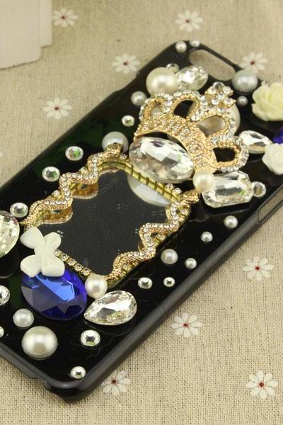 6c 6s plus Crown Rhinestone Hard Back black Mobile phone Case Cover bling handmade crystal Case Cover for iPhone 4 4s 5 7 5s 6 6 plus Samsung galaxy s7 s4 s5 s6 note8.0 4