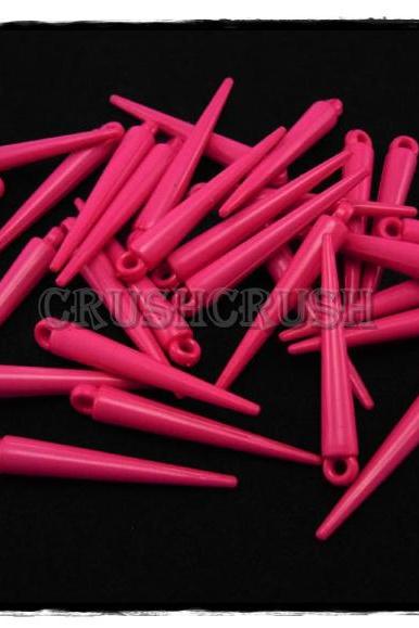 30pcs 1-5/16' (33mm) Shocking Pink Basketball Wives Spikes Charms Pendants Beads F465