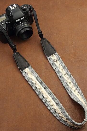 Gray beige High Quality plait comfortable camera strap Neck Strap elastic carrying a classic for canon nikon sony