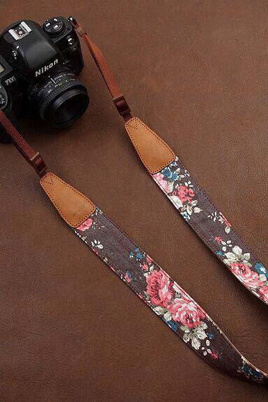 Brown jeans printing comfortable camera strap Neck Strap elastic carrying a classic for canon nikon sony