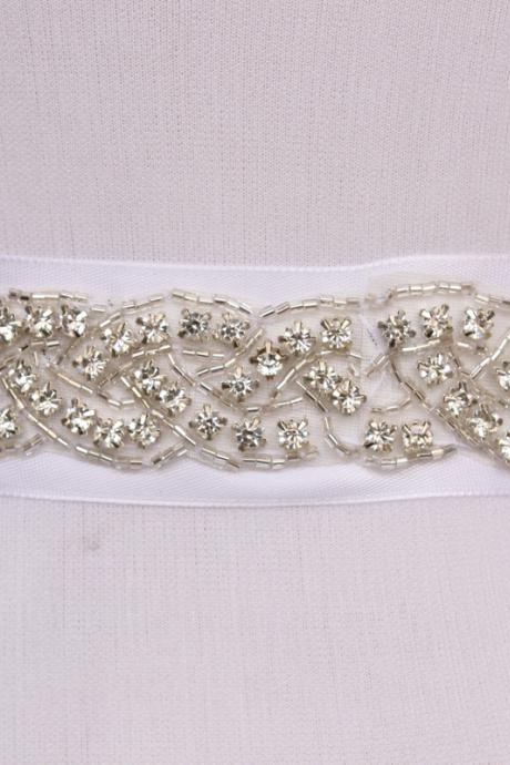 Simple Fashion Handmade Belt Rhinestone Beading Czech Stones Bridal Gown Sash Formal Wedding Evening Dresses Belt