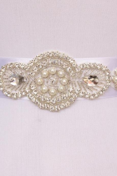 Elegant Shining Handmade Crystal Rhinestone Beading Czech Stones Wedding Gown Sash Formal Bridal Evening Dress Belt
