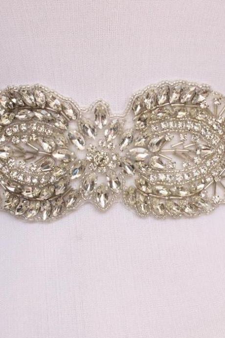 Bridal Sash Handmade Crystals Beads Gorgeous Exquisite White Wedding Accessories Bride Belt Sash