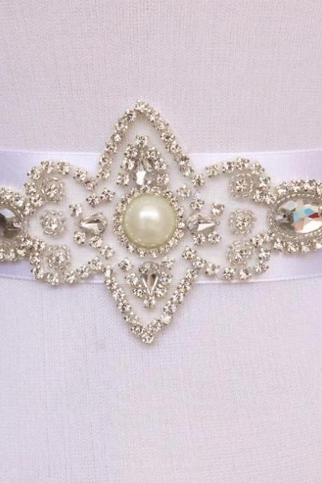 Shinning Bridal Sash pearl And Rhinestone Bridal Waist Belt Beaded Wedding Accessories