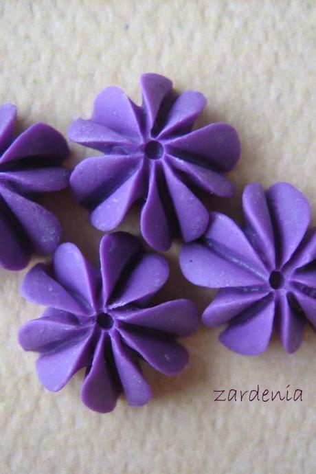 4pcs - Mini Coral Cabochons - Resin - Violet - 10mm - Findings By Zardenia