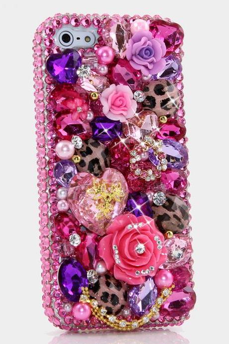 Bling Crystals Phone Case for iPhone 6 / 6s, iPhone 6 / 6s PLUS, iPhone 4, 5, 5S, 5C, Samsung Note 2, Note 3, Note 4, Galaxy S3, S4, S5, S6, S6 Edge, HTC ONE M9 (PRETTY IN PINK DESIGN) By LuxAddiction