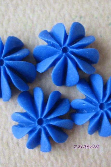 4pcs - Mini Coral Cabochons - Resin - Royal Blue - 10mm - Findings By Zardenia