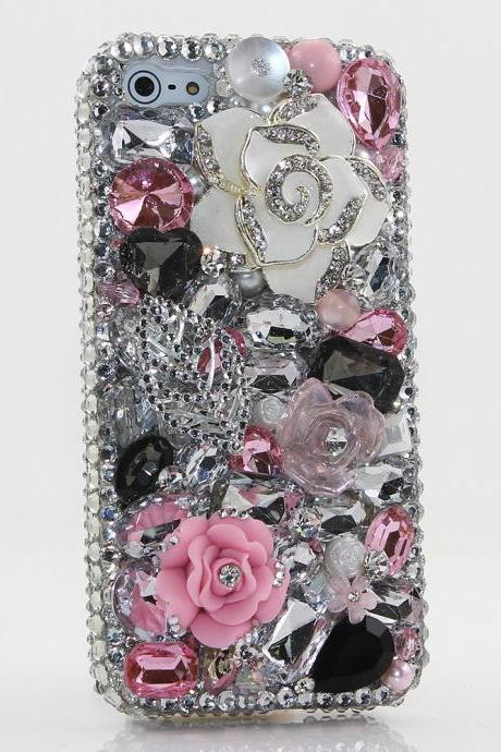Bling Crystals Phone Case for iPhone 6 / 6s, iPhone 6 / 6s PLUS, iPhone 4, 5, 5S, 5C, Samsung Note 2, Note 3, Note 4, Galaxy S3, S4, S5, S6, S6 Edge, HTC ONE M9 (NEVER LEAF YOU DESIGN (NEVER LEAF YOU DESIGN) By LuxAddiction