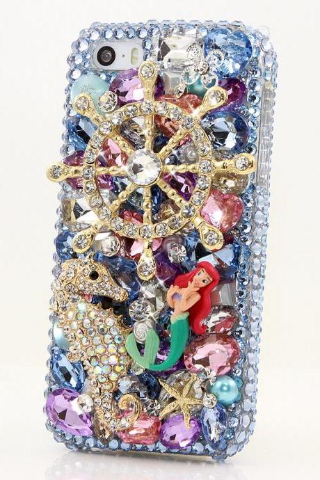 Bling Crystals Phone Case for iPhone 6 / 6s, iPhone 6 / 6s PLUS, iPhone 4, 5, 5S, 5C, Samsung Note 2, Note 3, Note 4, Galaxy S3, S4, S5, S6, S6 Edge, HTC ONE M9 (THE OCEAN DESIGN) By LuxAddiction