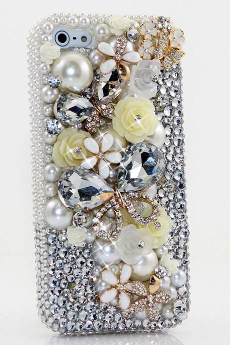 Bling Crystals Phone Case for iPhone 6 / 6s, iPhone 6 / 6s PLUS, iPhone 4, 5, 5S, 5C, Samsung Note 2, Note 3, Note 4, Galaxy S3, S4, S5, S6, S6 Edge, HTC ONE M9 (DIAMOND BUTTERFLY DESIGN) By LuxAddiction