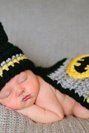 Batman Hand Knitted Wool Clothes Photo Prop One Hundred Days Newborn Baby Photography Baby Clothes Joker Pictures Clothes