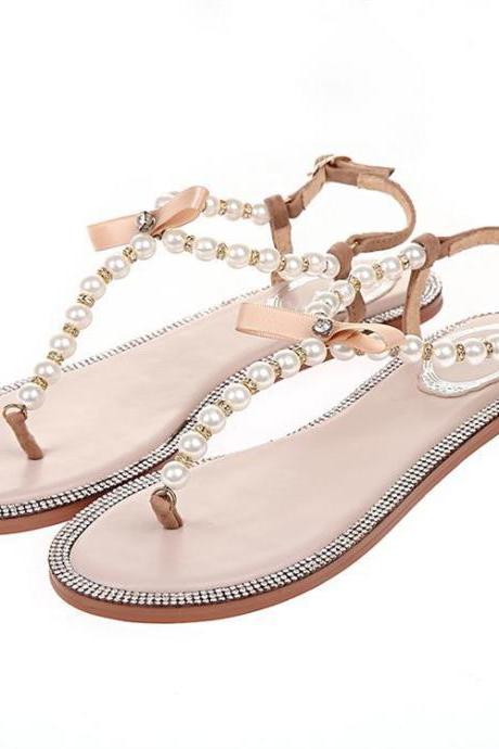 Diamond Pearl Bow Sandals