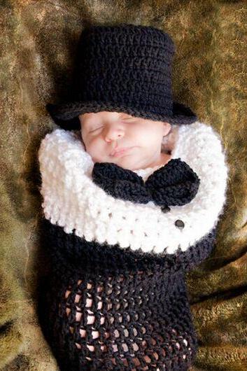 Gentleman Sleeping Bag Hand Knitted Wool Clothes Photo Prop One Hundred Days Newborn Baby Photography Baby Clothes Joker Pictures Clothes