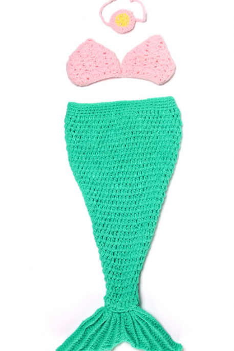 Mermaid Hand Knitted Wool Clothes Photo Prop One Hundred Days Newborn Baby Photography Baby Clothes Joker Pictures Clothes