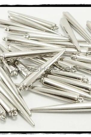  50pcs 1-5/16' (33mm) White Gold Basketball Wives Spikes Charms Pendants Beads X54