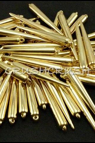  25pcs 2 inches (52mm) Gold Basketball Wives Spikes Charms Pendants Beads X40