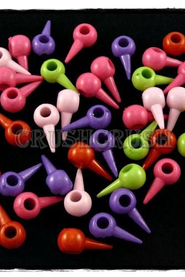  100pcs Assorted Color Spikes Beads Charms Pendants X68