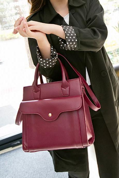Front Flap Square Handbag with Shoulder Strap