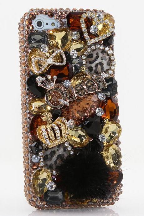 Bling Crystals Phone Case for iPhone 6 / 6s, iPhone 6 / 6s PLUS, iPhone 4, 5, 5S, 5C, Samsung Note 2, Note 3, Note 4, Galaxy S3, S4, S5, S6, S6 Edge, HTC ONE M9 (FANCY FELINE QUEEN DESIGN) By LuxAddiction