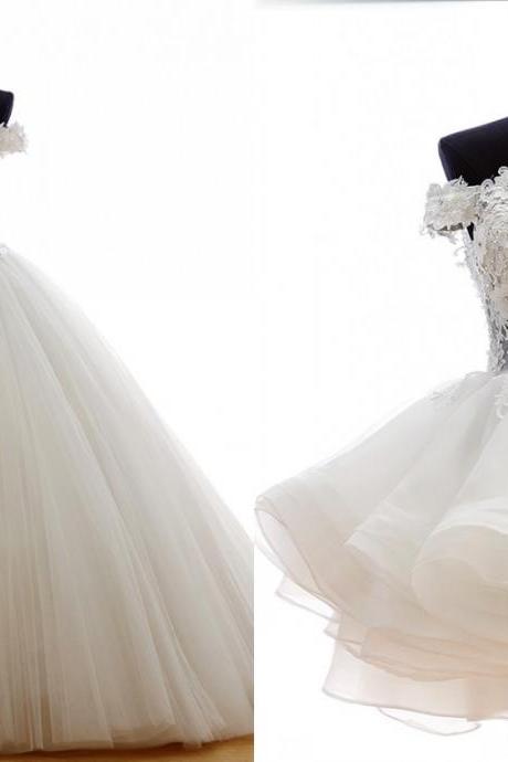 Luxury 2 Pieces Ball Gown White Wedding Dress 2015 Vestidos de Noiva Sexy Off the Shoulder Sweetheart Neckline Puffy Skirt