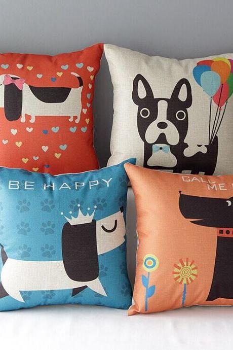 High Quality 4 Pcs A Set Dog Cotton Linen Home Accesorries Soft Comfortable Pillow Cover Cushion Cover 45cmx45cm
