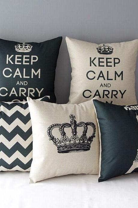 High Quality 5 Pcs A Set Black White Printed Cotton Linen Home Accesorries Soft Comfortable Pillow Cover Cushion Cover 45cmx45cm