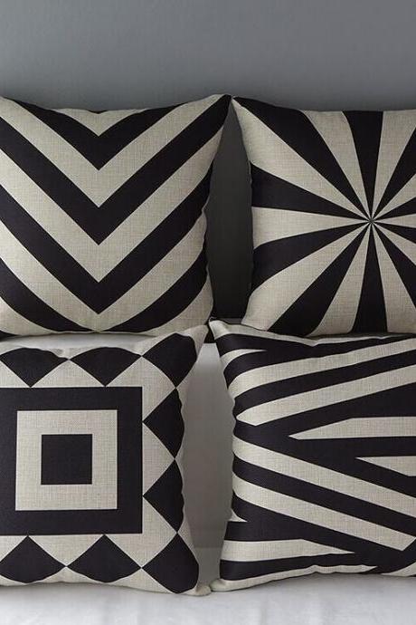 High Quality 4 pcs a set Geometric patterns Cotton Linen Home Accesorries soft Comfortable Pillow Cover Cushion Cover 45cmx45cm