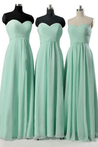 Mint Green Long Bridesmaid Dresses, Custom Made Bridesmaid Dress, Chiffon Bridesmaid Dress, Mint Prom Dresses, Elegant Formal Dress, Dresses For