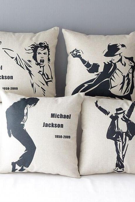 High Quality 4 Pcs A Set Michael Jackson Cotton Linen Home Accesorries Soft Comfortable Pillow Cover Cushion Cover 45cmx45cm