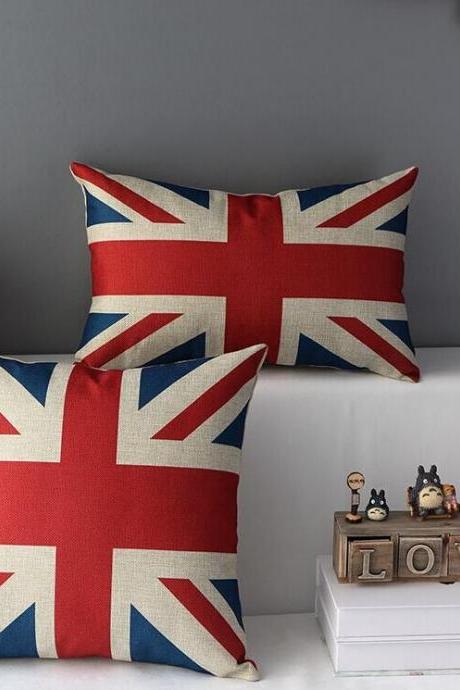 High Quality 2 Pcs A Set United Kingdom Flag Cotton Linen Home Accesorries Soft Comfortable Pillow Cover Cushion Cover 45cmx45cm