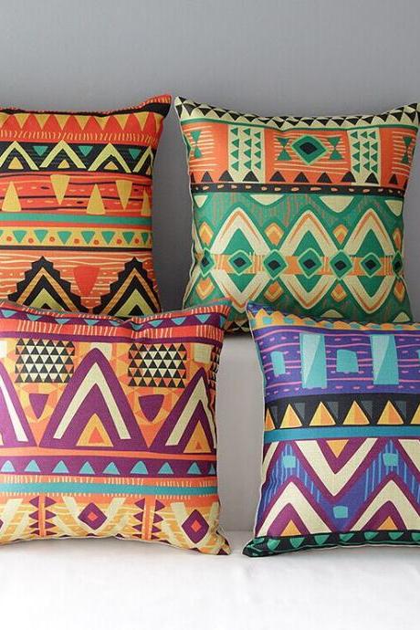 High Quality 4 pcs a set Ethnic pattern Cotton Linen Home Accesorries soft Comfortable Pillow Cover Cushion Cover 45cmx45cm