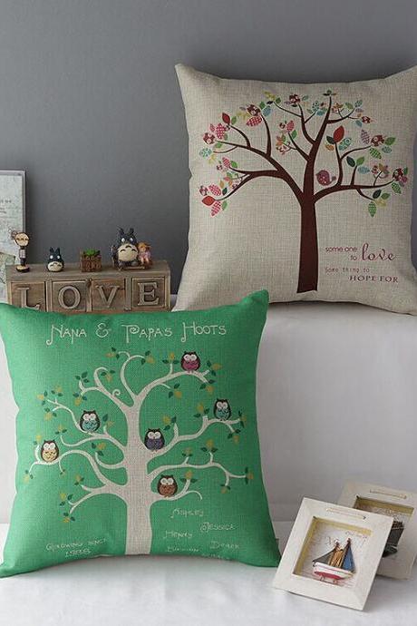 High Quality 2 pcs a set trees Cotton Linen Home Accesorries soft Comfortable Pillow Cover Cushion Cover 45cmx45cm