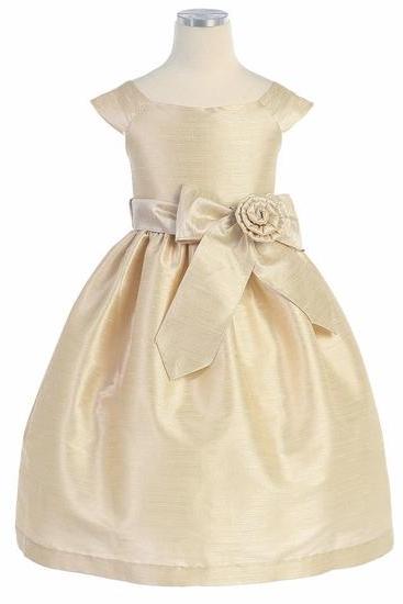 2015 Marrylove Girls Princess Skirt Dress Wedding Flower Girl Dress Champagne Aurora Sash Dupioni Dress
