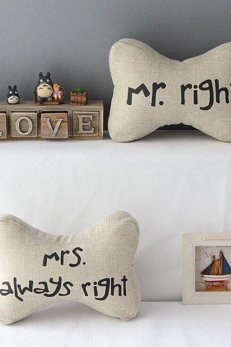 High Quality 2 pcs a set Mr.right headrests Cotton Linen Home Accesorries soft Comfortable Pillow Cover Cushion Cover 45cmx45cm