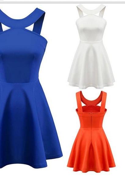 2015 new fashion Europe Women'S Sexy Strapless Solid Color Space Cotton Sleeveless Halter Dress